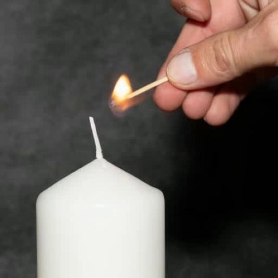 Low opacity candle frame with a rightward hand prompt