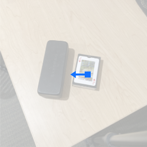 Sparse leftward optical flow prompt on the card deck