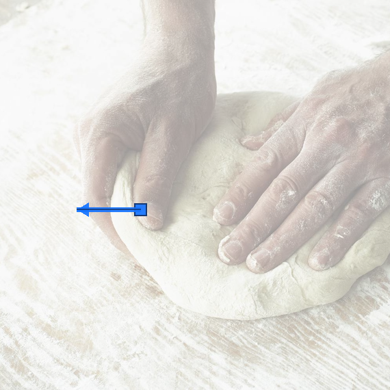 Leftward prompt on the kneading hand